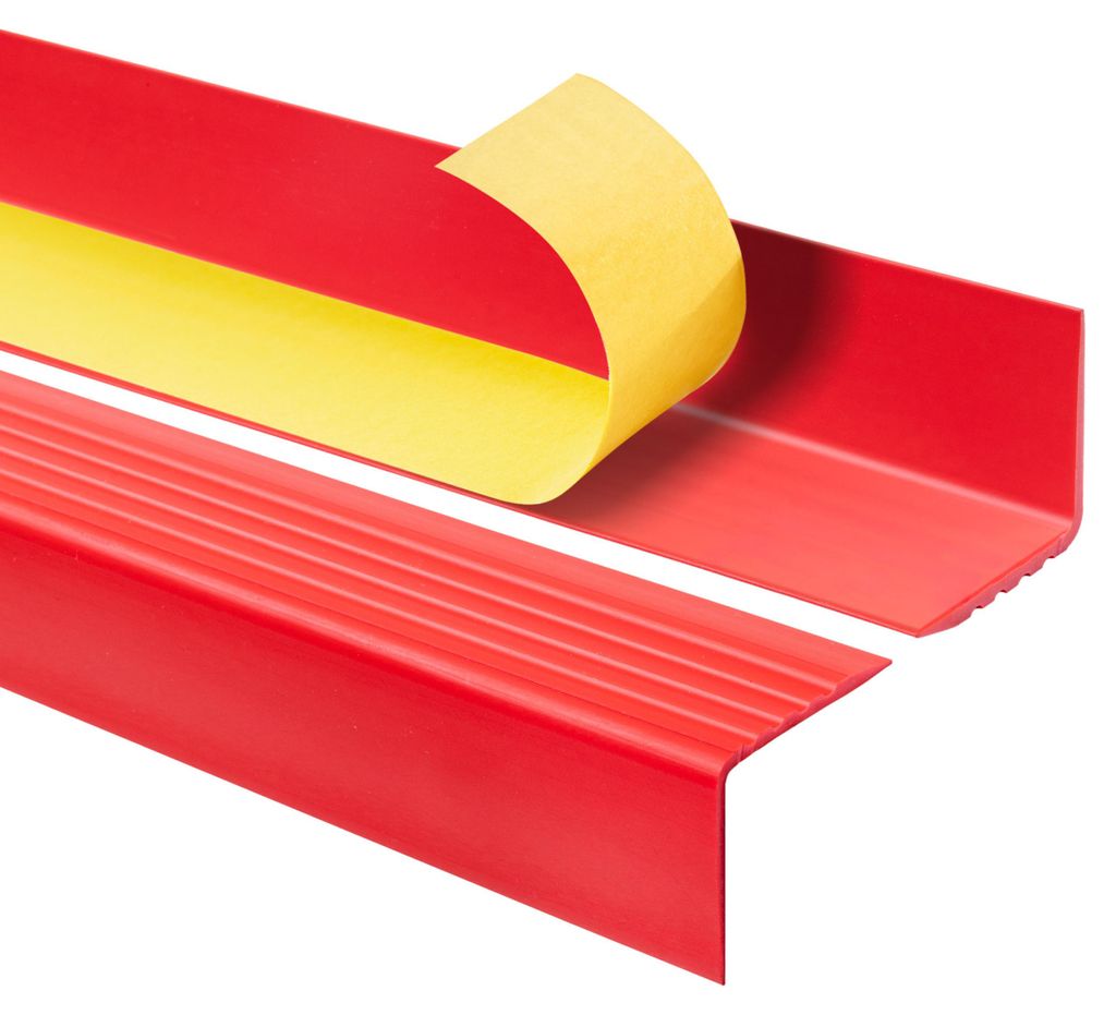 Treppenkantenprofil Selbstklebend 50x50 mm, Treppenprofil PVC für Treppenstufen, Treppenkantenschutz mit Rillen, Antirutsch, RGP-O, rot, 150 cm -...