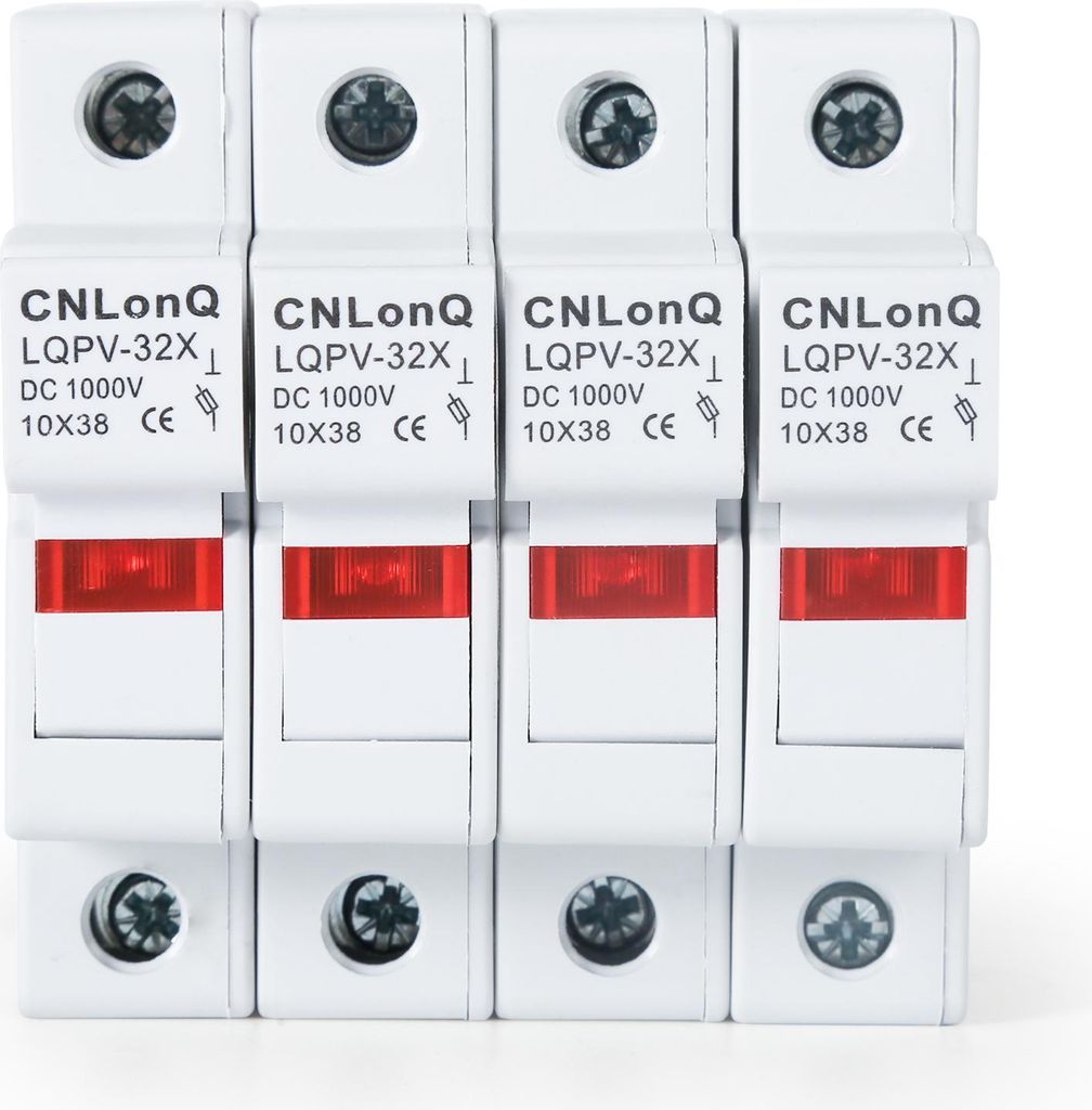 4er Set Solar PV Sicherungshalter RT18-32X 1-polig DC 1000V – 10x38mm Sicherungsfassung für DIN-Schienenmontage ohne Sicherungskern