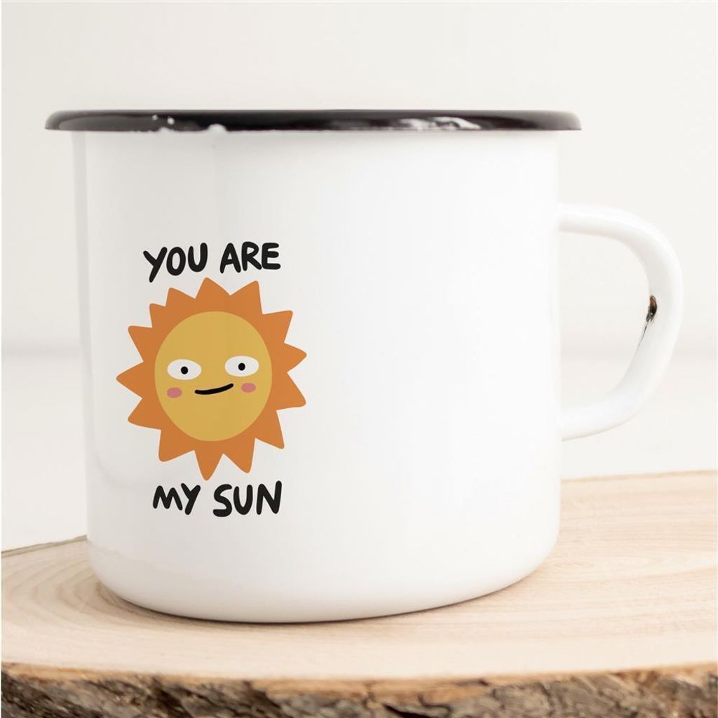 Huuraa Emaille Tasse You are my sun Geschenk Kaffeebecher Vintage 300ml You are my sun Präsent