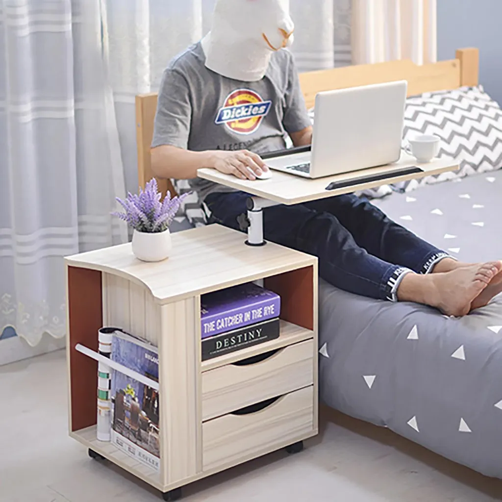 Table ergonomique réglable pour ordinateur portable et rangement blanc - 9