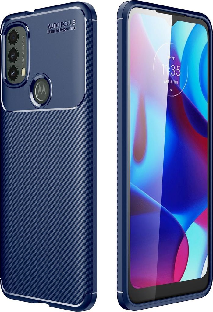 Mobigear Racing Motorola Moto E40 Hülle Flexibles TPU Backcover - Blau