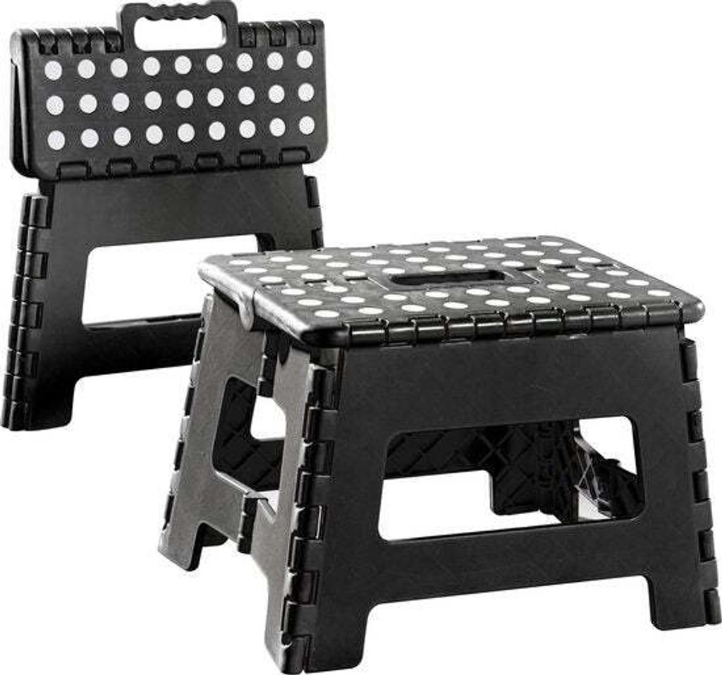 Merkloos 2 in 1 Klapptritt und Hocker Easy, schwarz/weiß Produktbild 