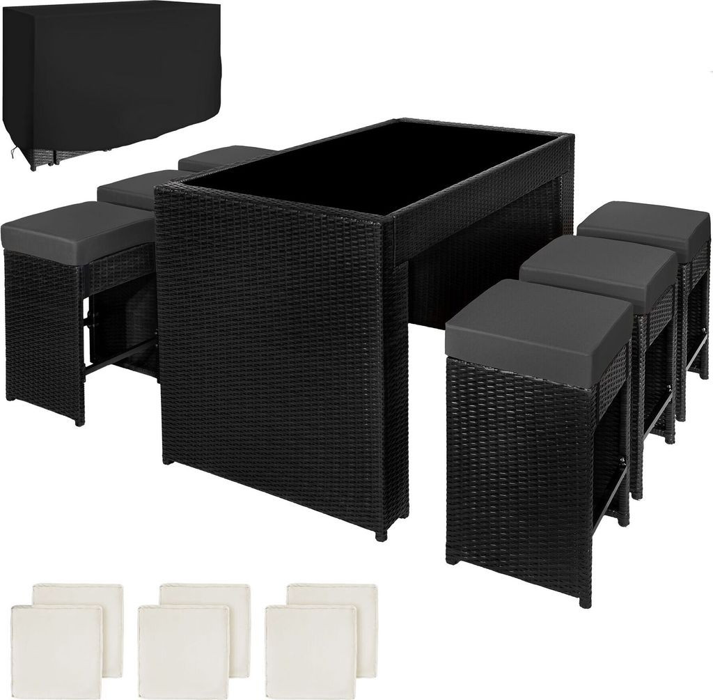 tectake Aluminium Rattan Barset Ibiza wetterfest und UV-beständig