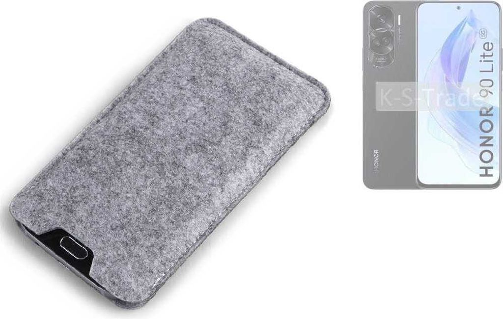 K-S-Trade Filz Handyhülle kompatibel mit Honor 90 Lite Schutzhülle Filztasche Filz Tasche Case Sleeve Handy Hülle Filzhülle grau