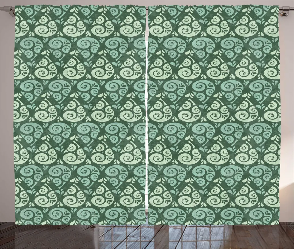 Rideau de Salon Vert Clair 280x225 cm pour Décoration Rustique Zen