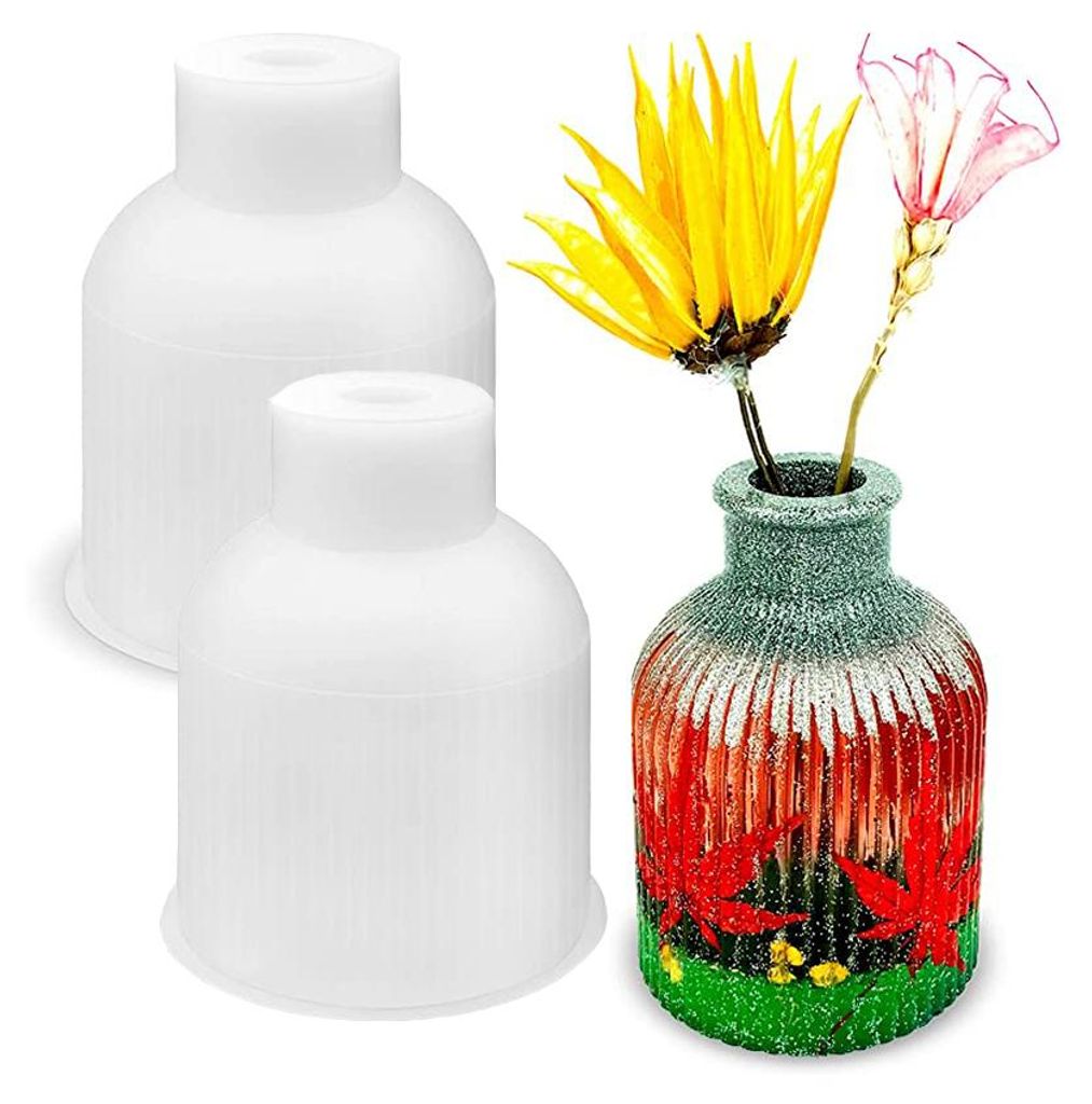 2 Stück Vase Silikonform Epoxidharz Formen Moulds, Blumenvase Silikonformen, Vase Resin Gießform, für Vasen Dekorativen Ornamenten