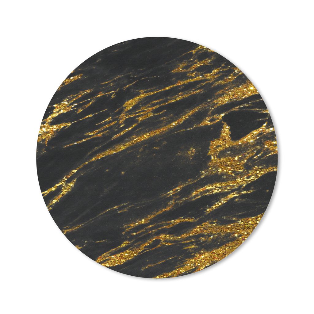 MuchoWow Mauspad Mousepad Marmor - Gold - Schwarz 20x20 cm - Mousepads - Maus Mat - Pad - Mausunterlage - Schreibtischmatte
