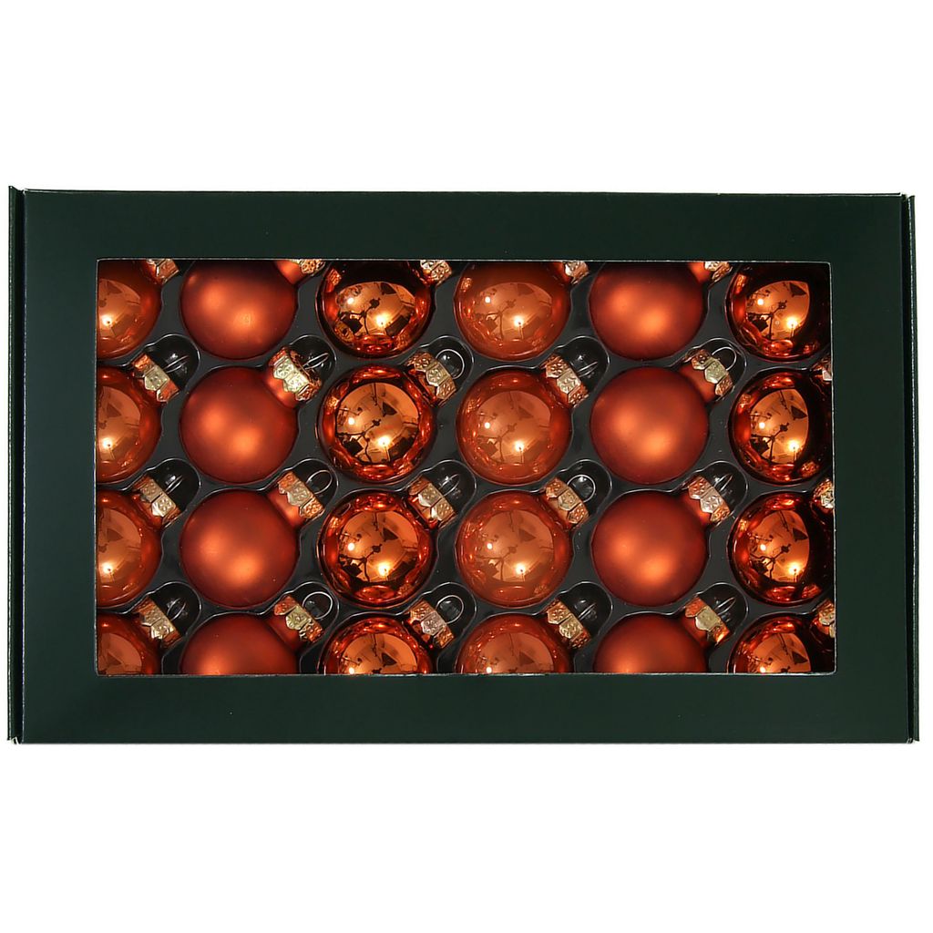 Kleine Baumkugeln aus Glas Ø 2,5 cm - Christbaumkugeln Baumschmuck Christbaumschmuck Weihnachtsbaumschmuck Weihnachtsbaumkugeln - 24 Stück Mandarin