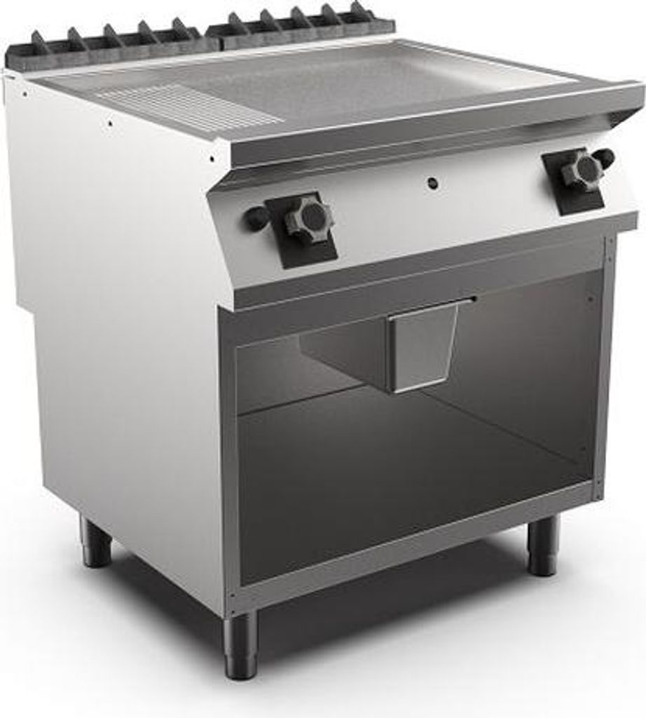 Mareno M1-900 Gasgrillplatte mit 2/3 glatter und 1/3 gerippter mattverchromter Platte, 80cm