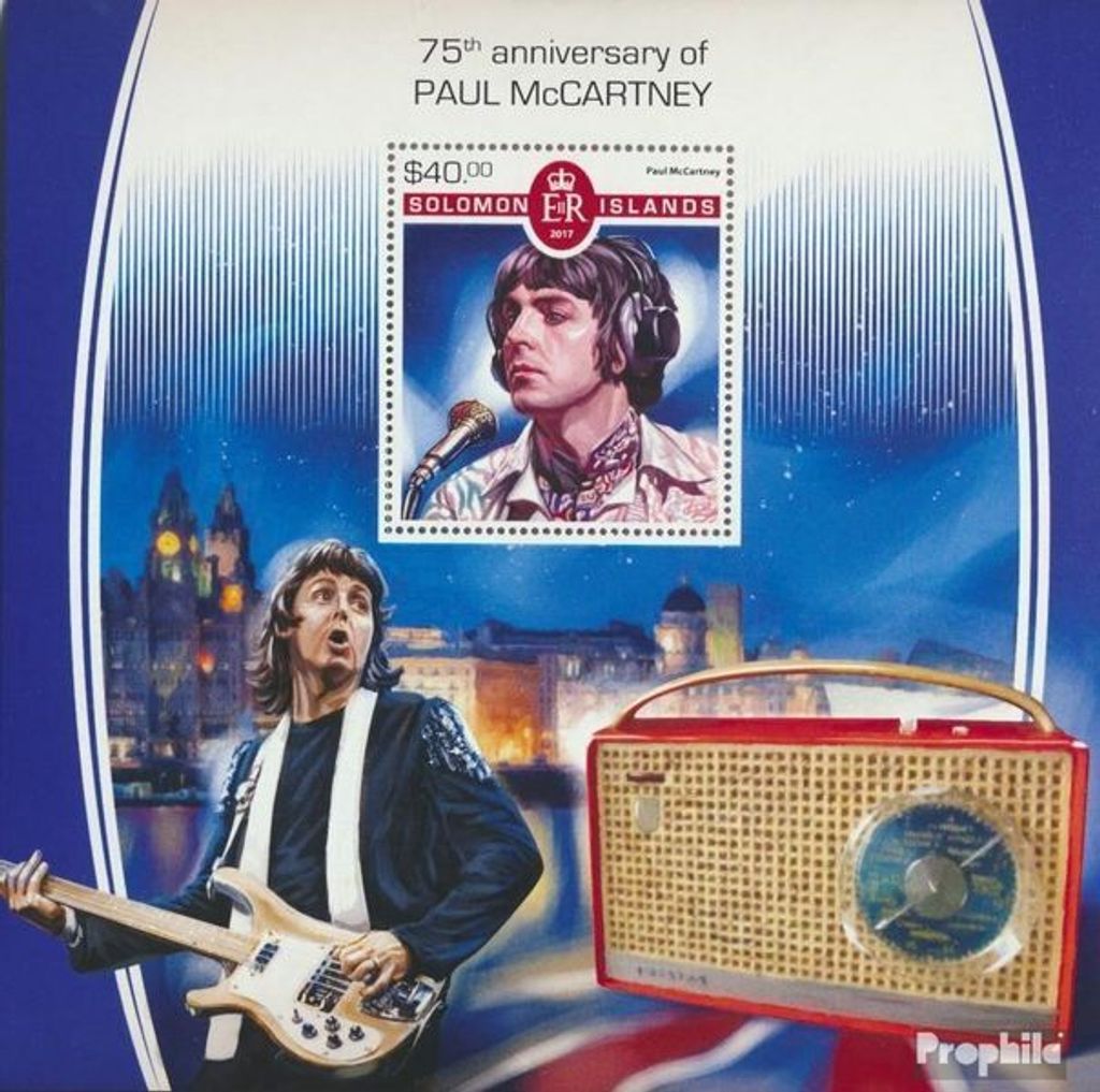 Briefmarken Salomoninseln 2017 Mi Block 721 (kompl. Ausg.) postfrisch Paul McCartney