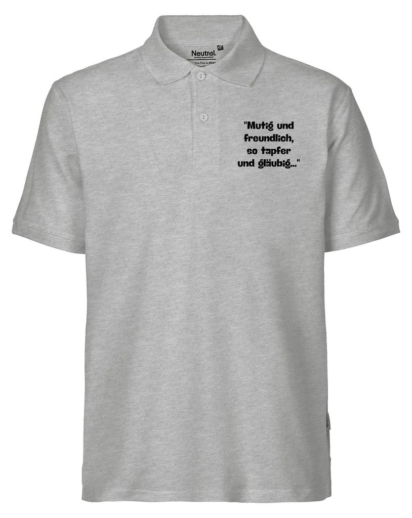 Huuraa Herren Polo Shirt Mutig freundlich tapfer und gläubig XL Sport Grey Bio Baumwolle Fairtrade Poloshirt Geschenkidee