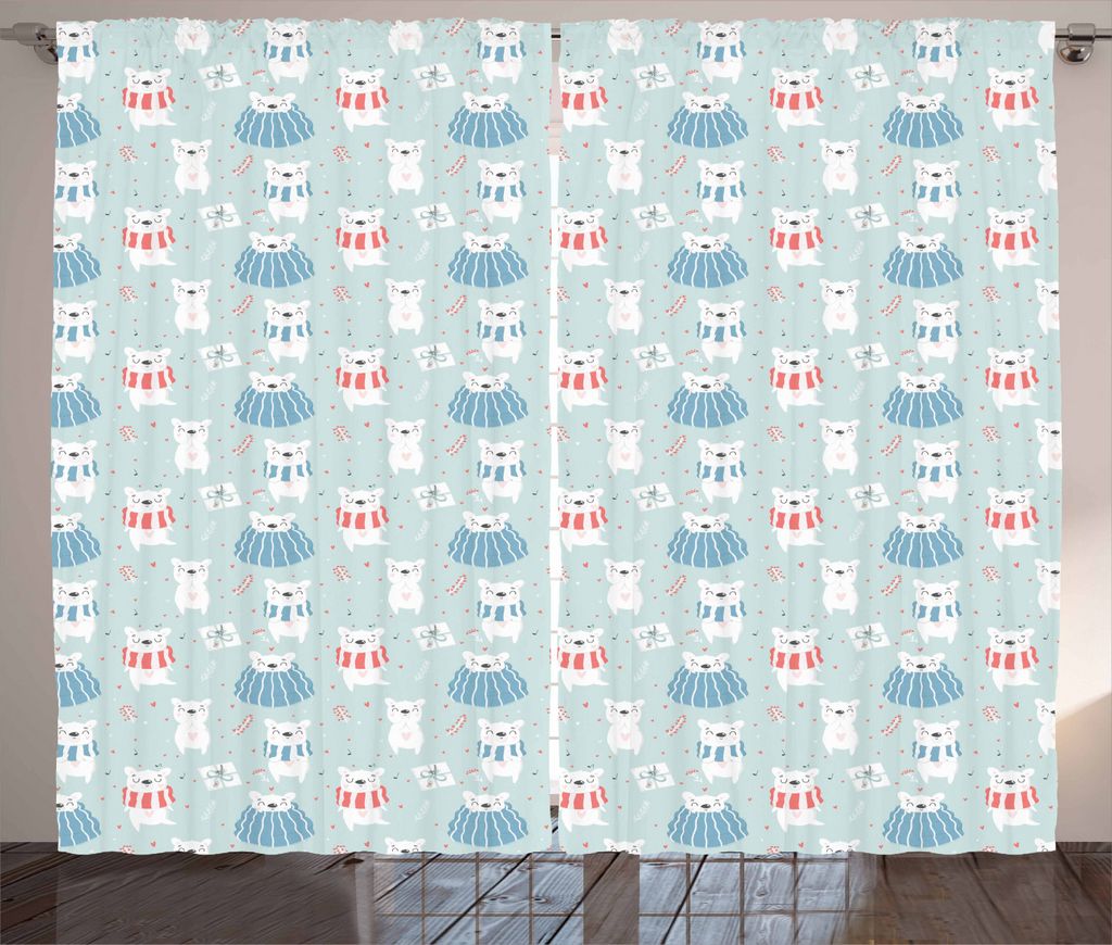 ABAKUHAUS Kindergarten Rustikaler Vorhang, Ploar Bären Decken, Wohnzimmer Universalband Gardinen mit Schlaufen und Haken, 280 x 225 cm, Pale Blue ...