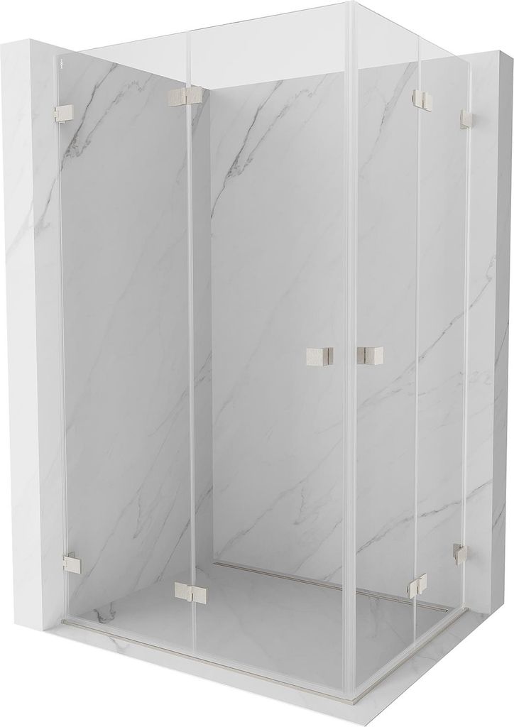Mexen Lunar-F Duo Faltduschkabine 90 x 75 cm, transparent, gebürsteter Nickel - 836-090L-075P-97-00