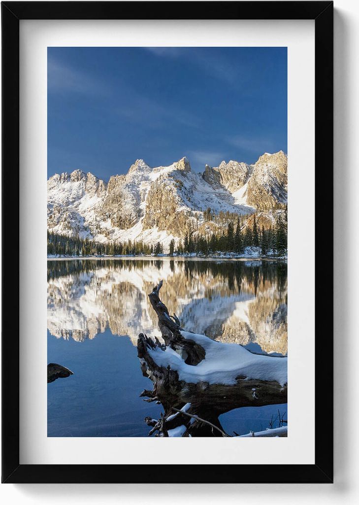 Naturlandschaft in den Bergen– Wandbild mit Rahmen – Gerahmtes Bild – Wanddekoration – 40x60 cm – Schwarz