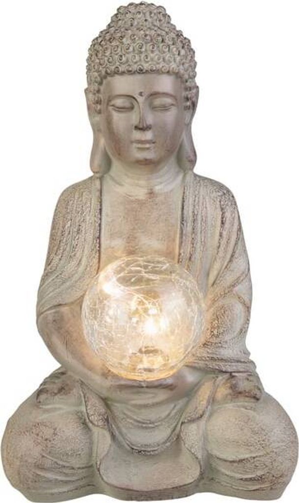Buddha mit Solar LED Kugel - aus Polyresin und Glas - ca. Produktbild 