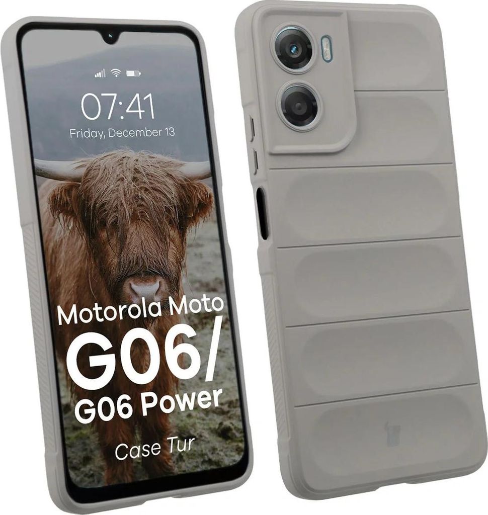 Robuste Handyhülle für Motorola Moto G06 4G / G06 Power 4G, Bizon Case Tur, Hellgrau