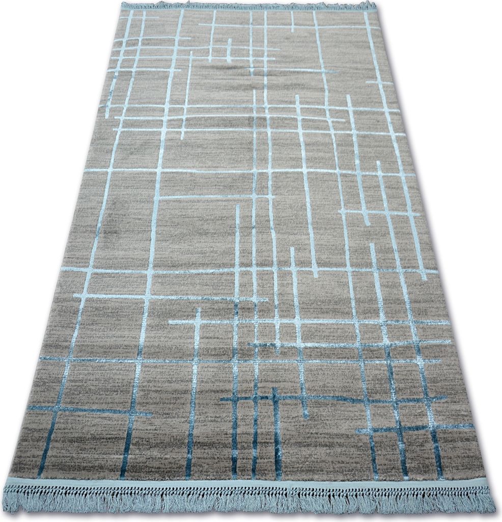 Teppich ACRYL MANYAS 191AA Grau/Blau Franse Blau 100x300 cm