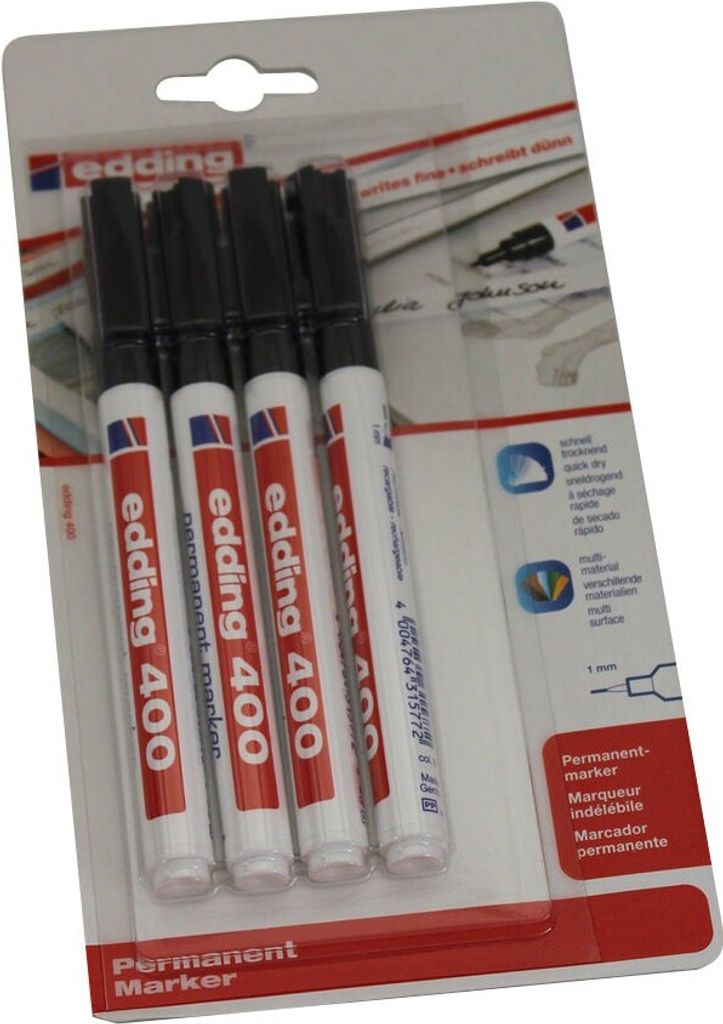 Marker Edding 400 Schwar 4St Produktbild 