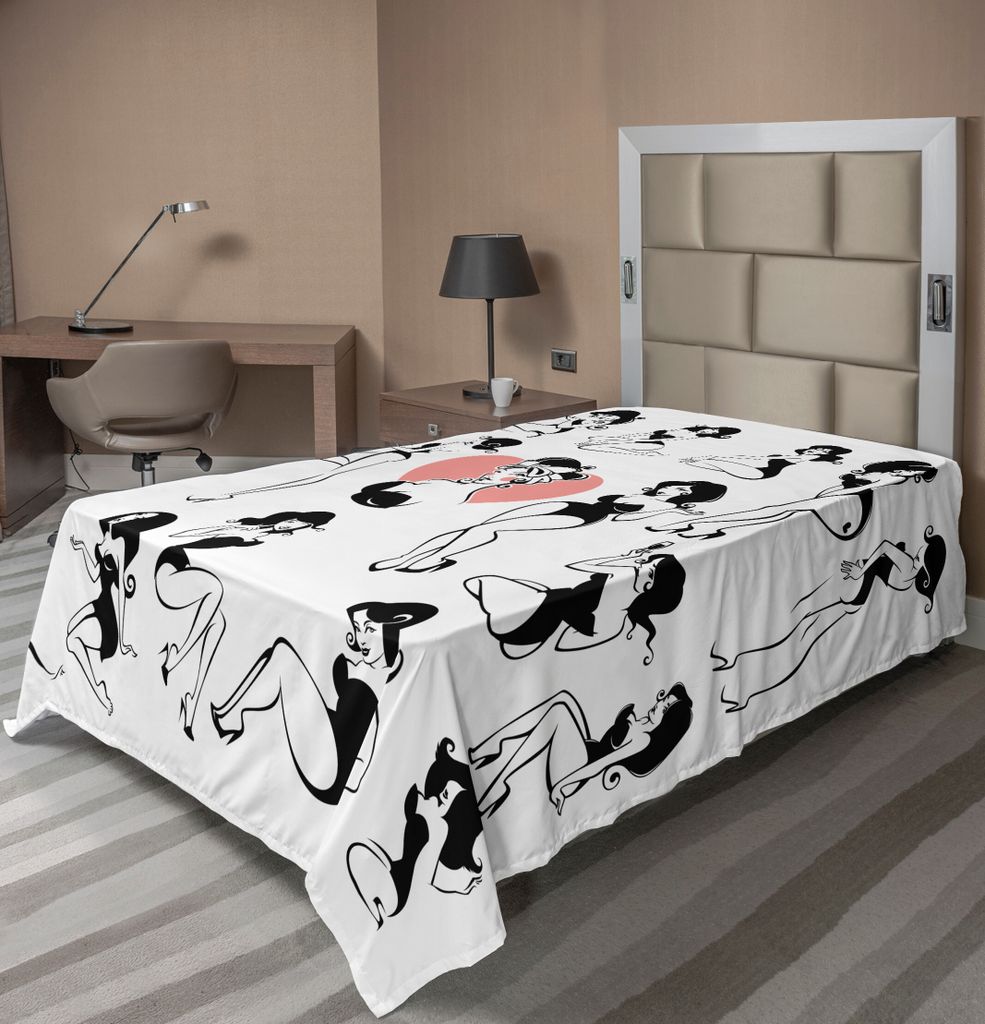ABAKUHAUS Mode Bettlaken, Sexy Mädchen Modell, Das Mit Vollen Körper Aufwirft Herz Auf Schenkel Bild, weiches bequemes oberes Bettlaken für ein ...