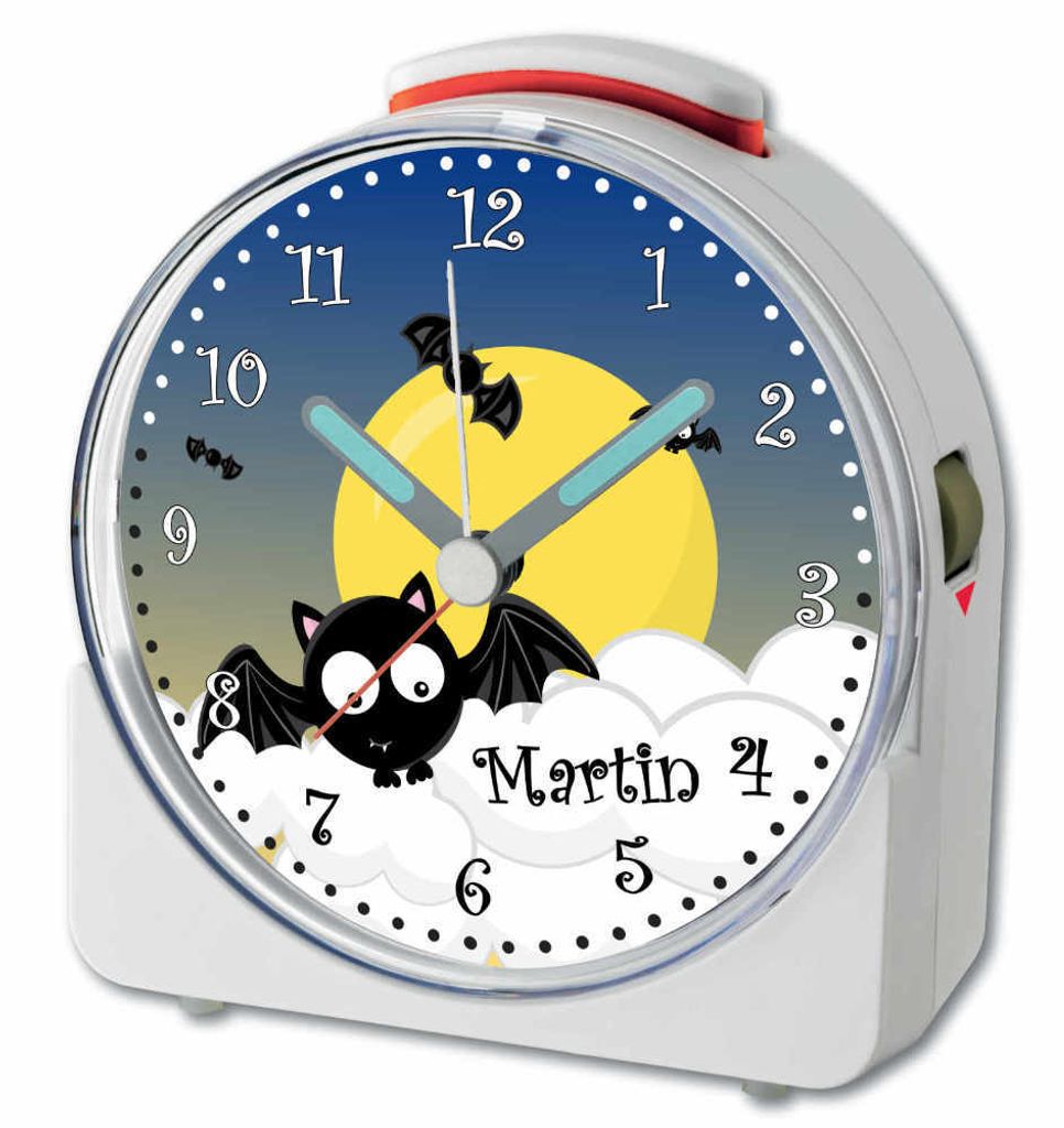 Kinder Wecker Motiv Fledermaus Kinderwecker weiß