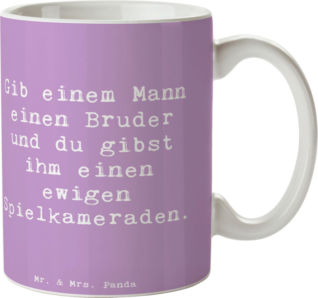 Mr. & Mrs. Panda Becher Spruch Bruder Spielkamerad - Lavendeltraum - Geschenk, Handarbeit, Bruderherz, Bindung, schöne tasse, Trinkbecher, Teetass...