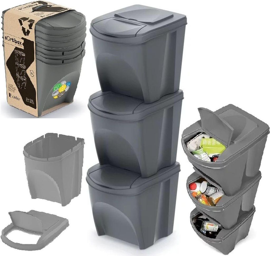kôš na odpad 3x25L SORTIBOX IKWB25S3-405U sivý plastový Obrázok produktu 22