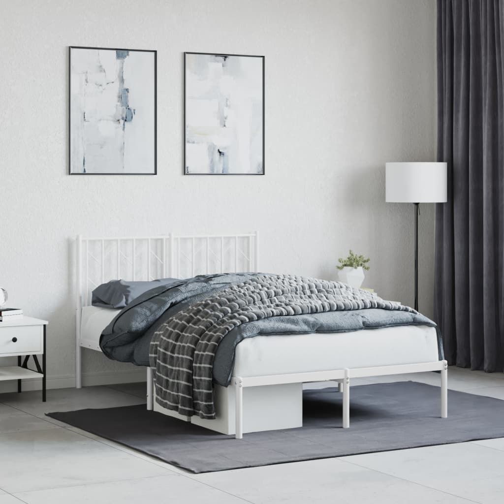 Bettgestell mit Kopfteil Metall Weiß 120x190 cm 374483