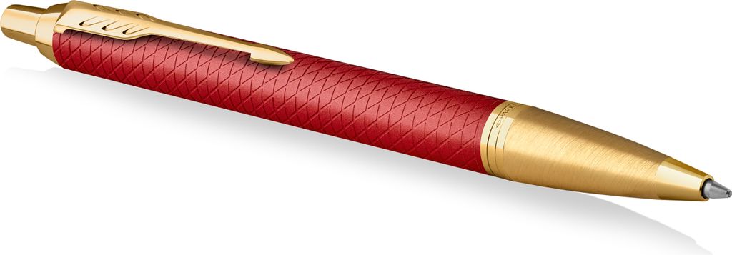 Parker IM Kugelschreiber | Rote Premiumlackierung mit goldenen Zierteilen | Mittlere Schreibspitze mit blauer Nachfüllmine | Geschenkbox