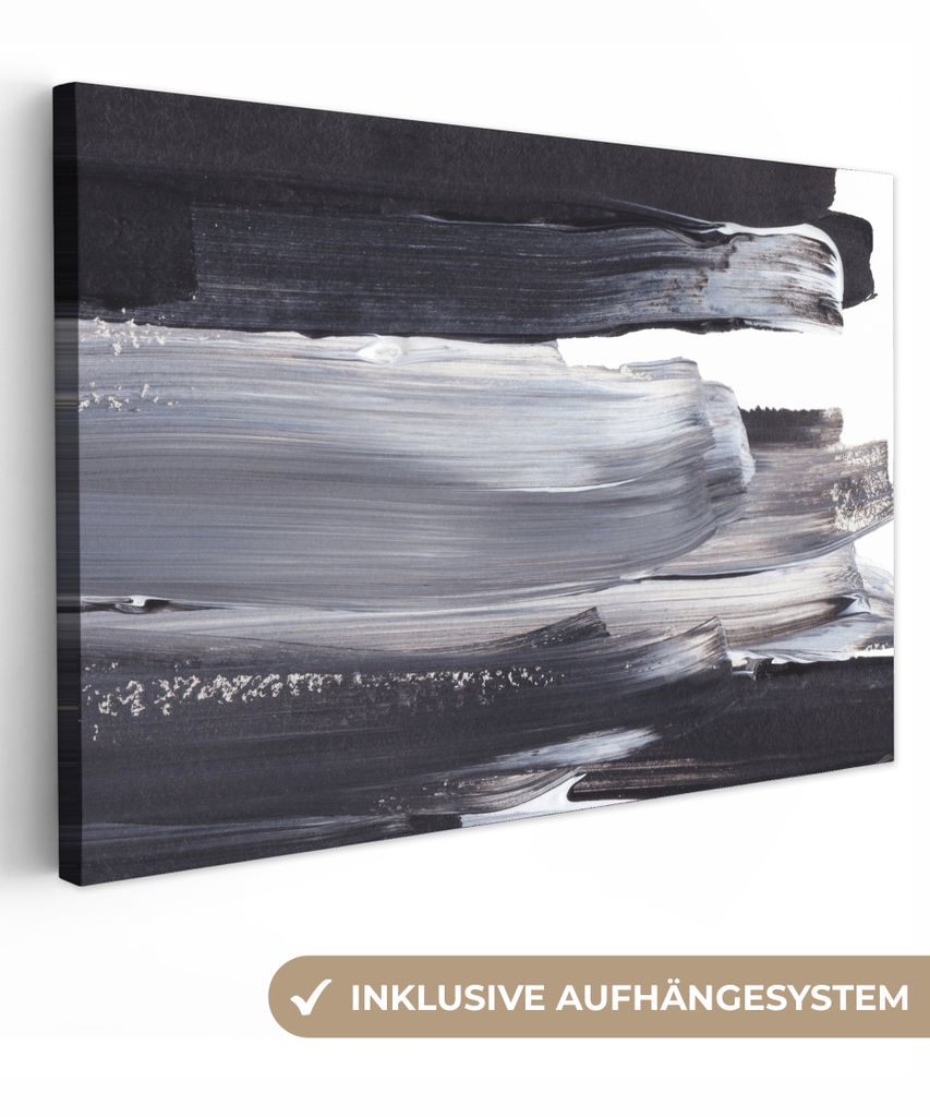 MuchoWow - Leinwandbilder - Farbe - Schwarz - Design, Wandbild, Wanddeko Bilder Wohnzimmer, 90x60 cm