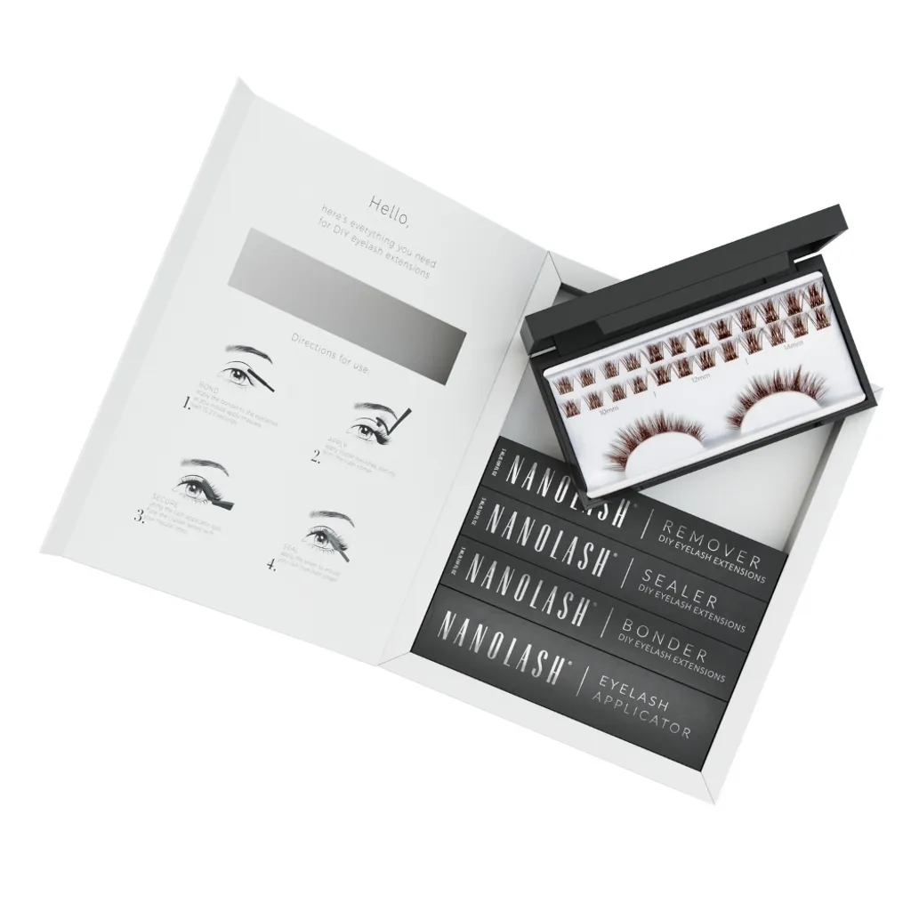 Starter kit per extension ciglia a grappolo marroni fai da te HARMONY Nanolash