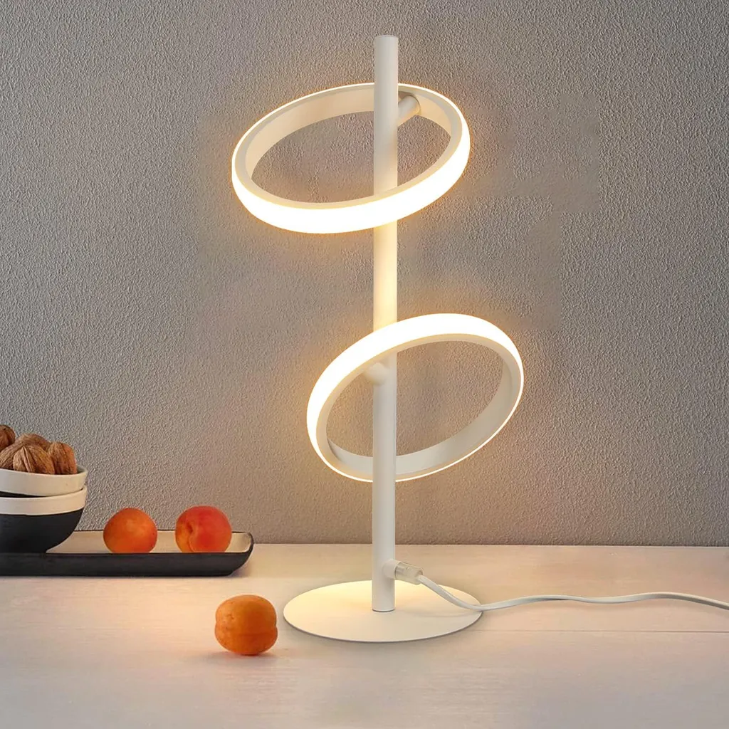 ZMH Lampe de Table LED Anneau Blanc 13W 3000K Blanc Chaud Orientable