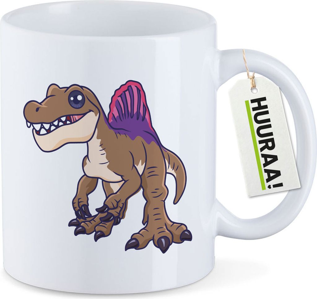 Huuraa Kaffeetasse Spinosaurus Dinosaurier 330ml Weiß Keramik Kaffeebecher Geschenkidee