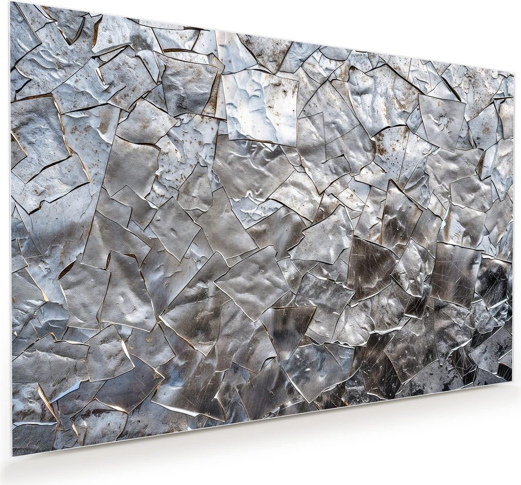 Glasbild 45x30cm in XXL für Wohnzimmer, Schlafzimmer Motiv Metallisches Mosaik
