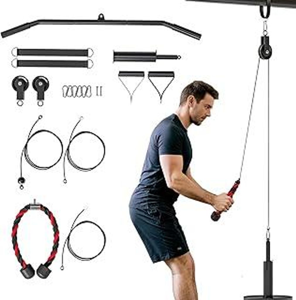 SPORTNOW Fitness Latzug Gym Fitnesssgeräte Kabelzug Pulley System Arm Krafttraining Latzugmaschine für LAT Pull Down, Bizeps Curl, Zuhause Home Gym