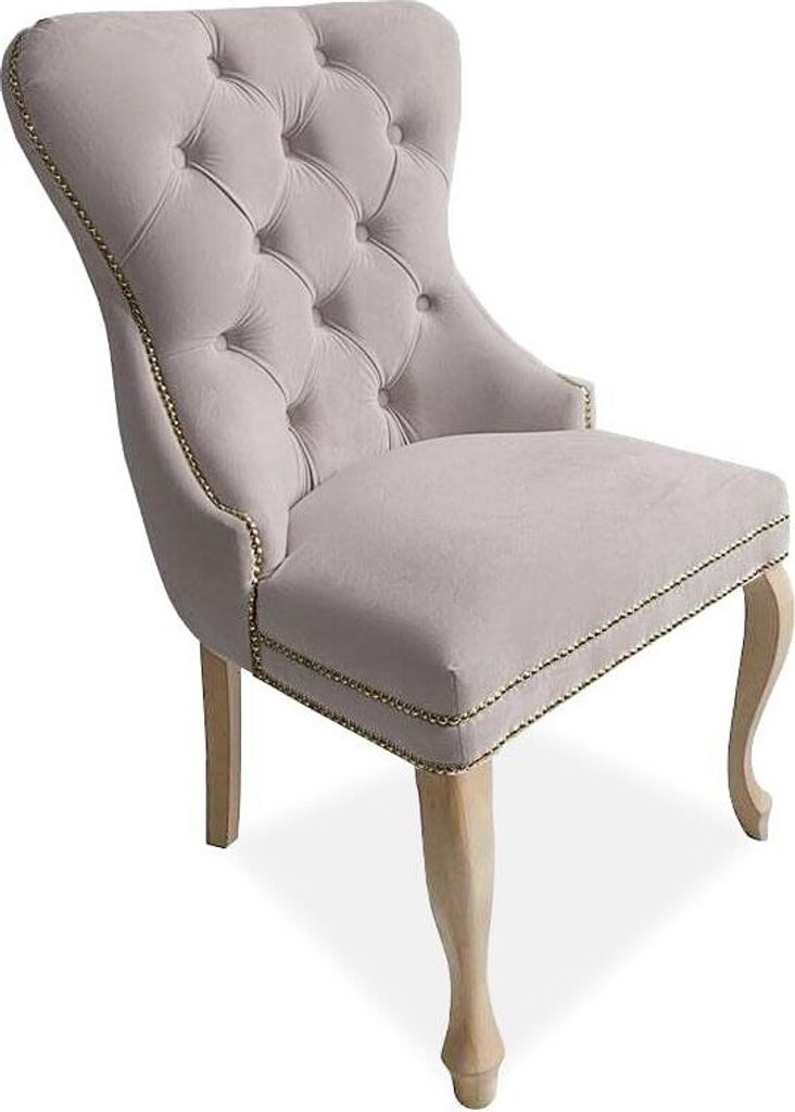 Meble Ares Esszimmerstuhl MADAME Hellgrau - Glamour Stil - Samt Stuhl Esszimmer - Dining Chair - Ankleidezimmer Möbel Gesteppt