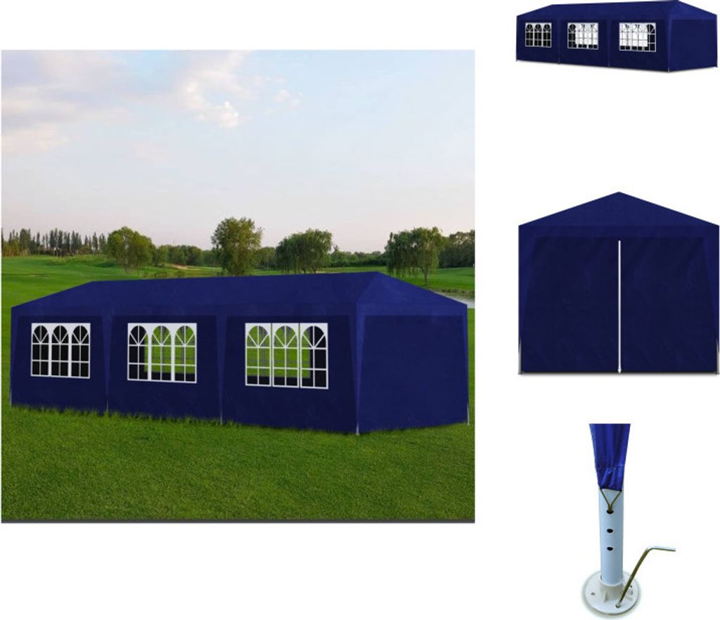 vidaXL Partyzelt 3x9 m Blau - Pavillons & Partyzelte