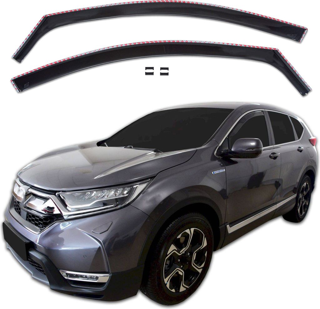 J&J AUTOMOTIVE | GP Windabweiser Für CR-V 5D 2018-2022 2 Stück vorne, GP Regenabweiser, Schwarz, Getönt, Aerodynamisch, Einfache Montage, Befeis...