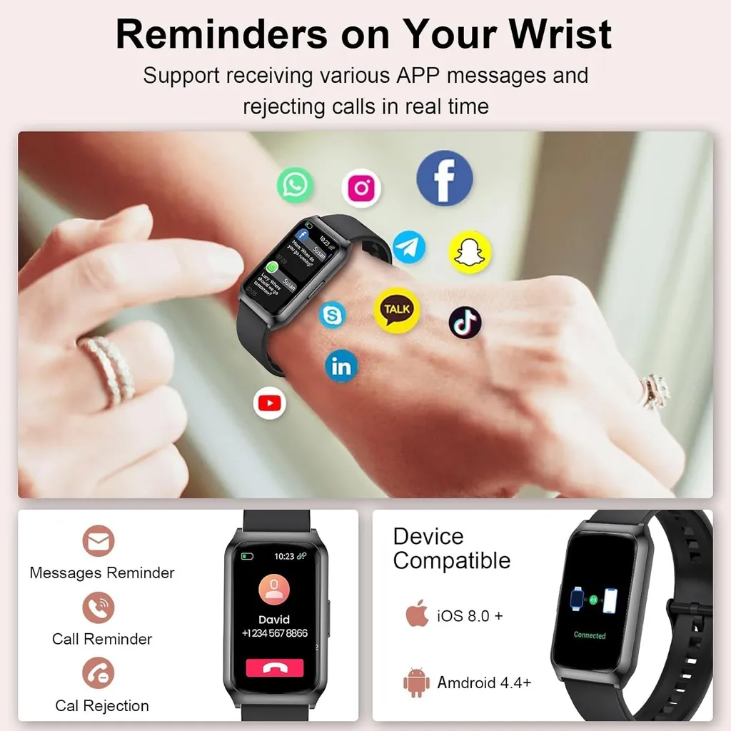 Smartwatch Impermeabile IP68 per Donna con SpO2 e Cardio - 3