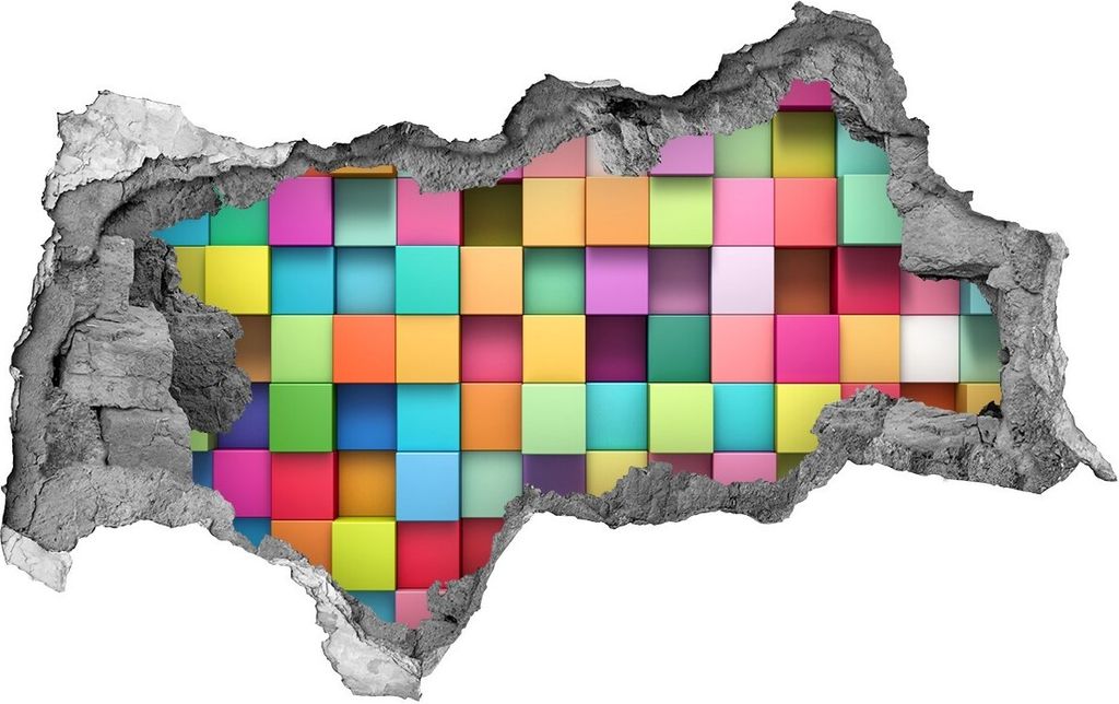 Selbstklebender Loch-3D-Aufkleber 95x73 cm bunte Quadrate