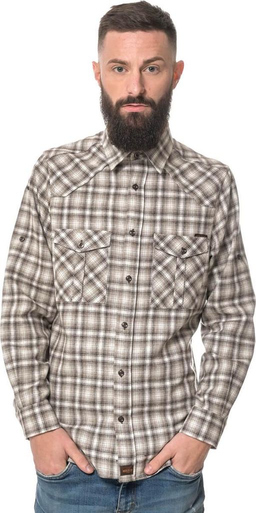 ROCK-IT Apparel Herren Flanellhemd Langarm Karo, regular Fit Small Braun/Weiß kariert