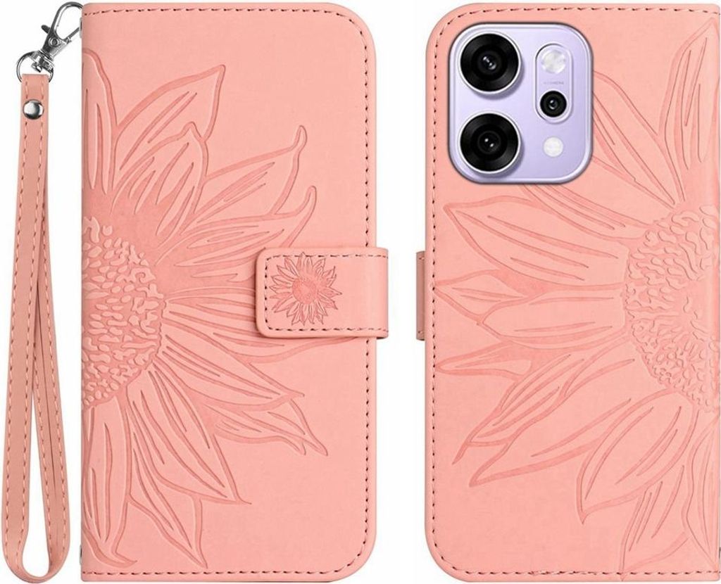 OPPO Reno14 Hülle - Coverup Sonnenblume Klapphülle mit Schlüsselband - Rosa
