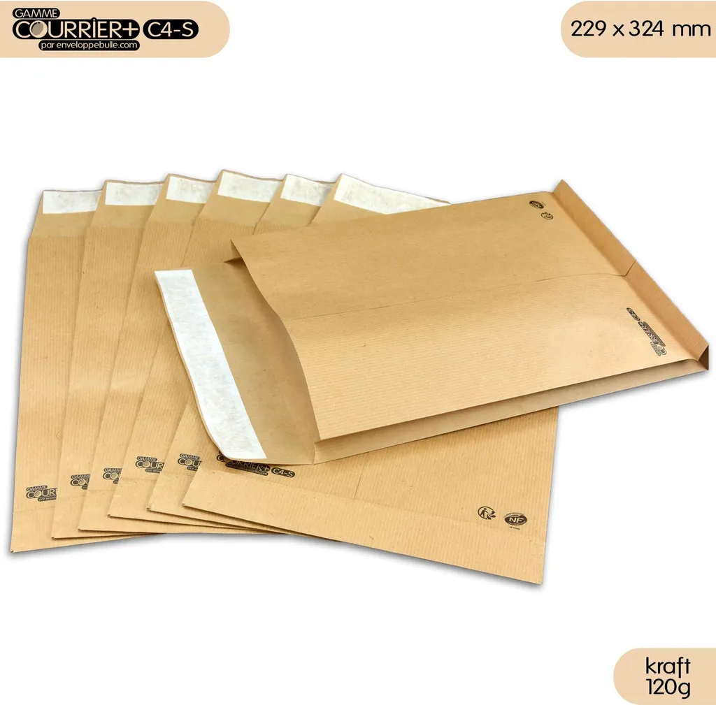 Enveloppe Kraft C4 Anti-Déchirure à Soufflets 120g pour Dossiers Épais x250