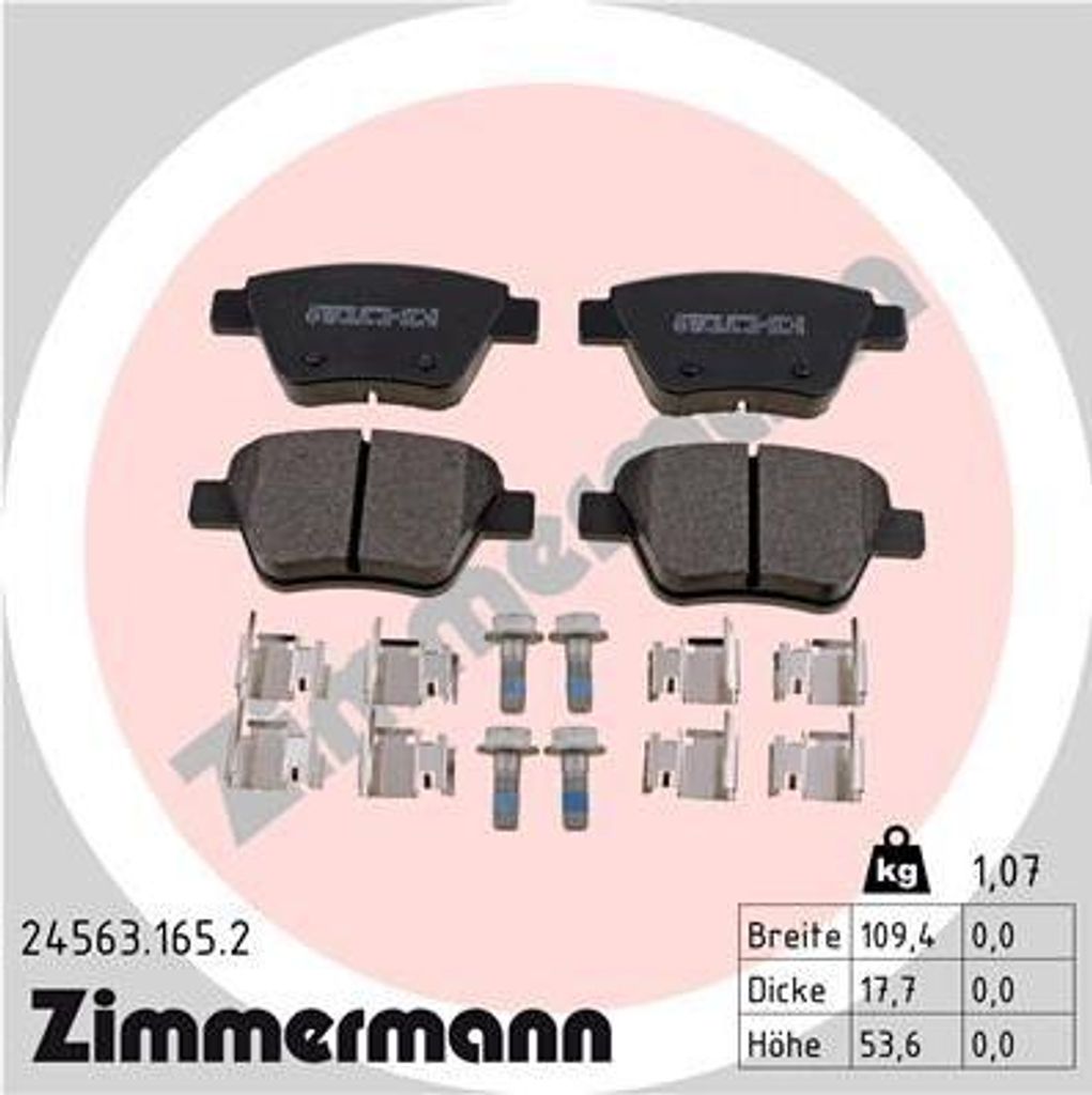 ZIMMERMANN 24563.165.2 Bremsbelagsatz, Scheibenbremse OE 5K0698451A kompatibel mit A1 8X, Golf VII, Golf VI, EOS, Caddy, Beetle, Yeti, Superb, Octa...