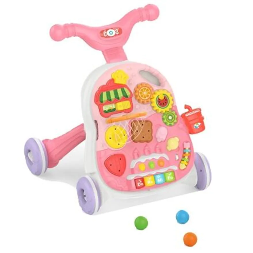 Trotteur Musical Interactif Rose Huanger avec Roues Autobloquantes