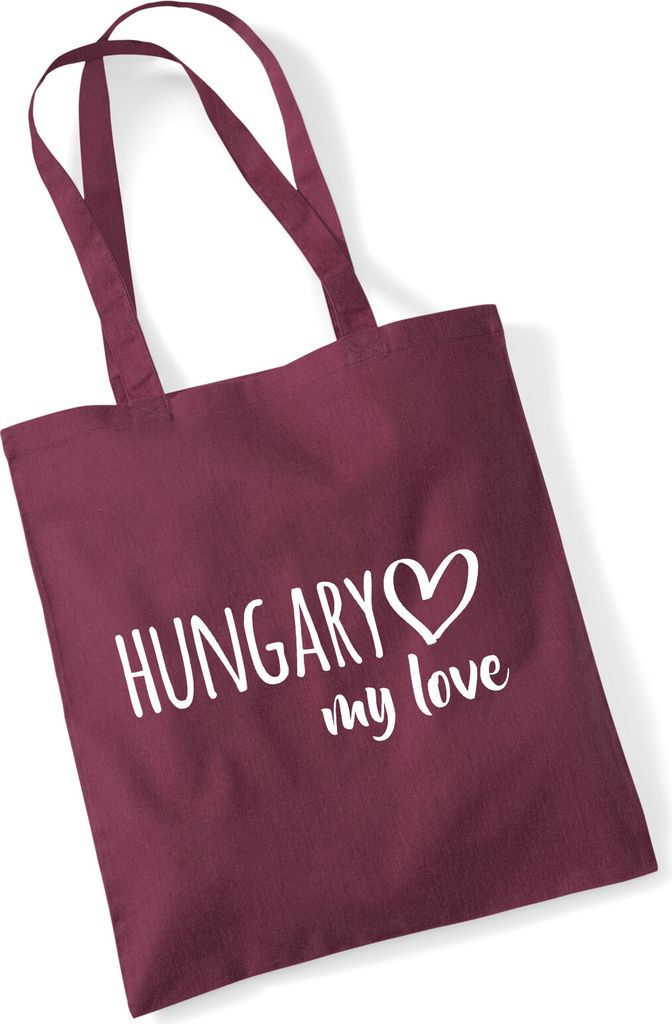 Huuraa Jutebeutel Hungary my love 10 Liter Burgundy Baumwolle Tasche Geschenkidee