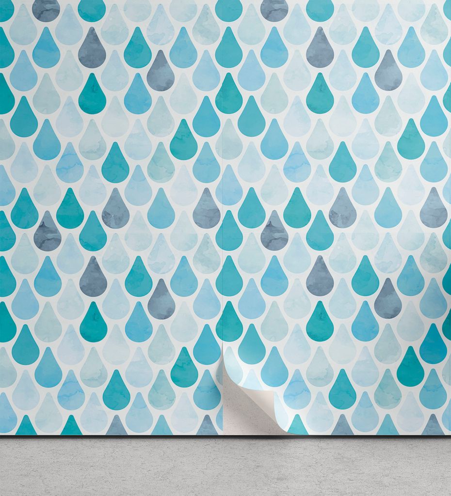 ABAKUHAUS Aquarell abziehbare & klebbare Tapete für Zuhause, Monotone Droplets Tränen, selbstklebendes Wohnzimmer Küchenakzent, 33 cm x 250 cm, ...
