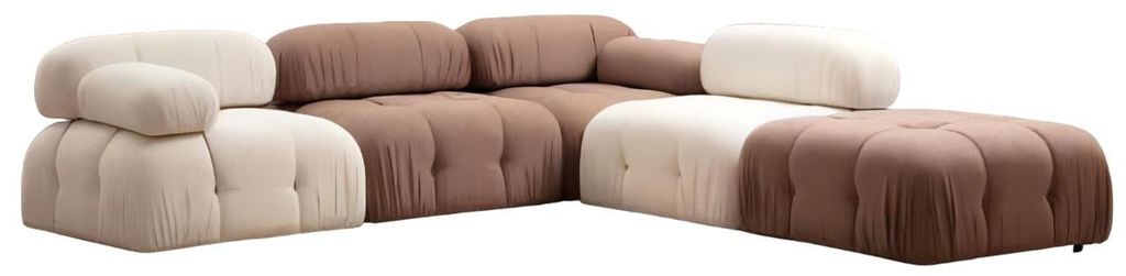 Braun-Weißes Ecksofa Designer Wohnzimmer L-Form Moderne Couch Möbel