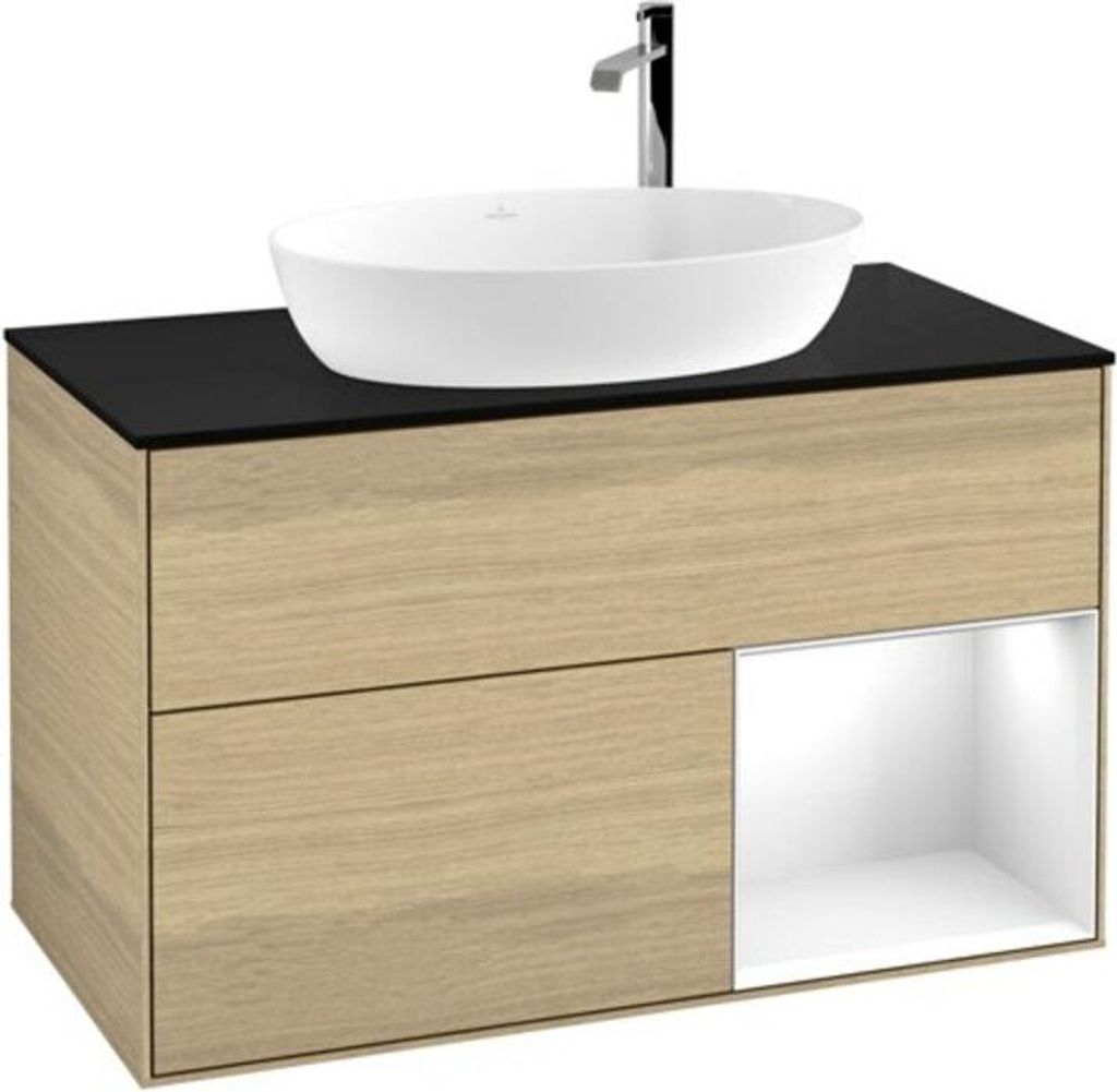 V&B Waschtischunterschrank Finion 100, Pl bla m, Reg glo wh. Lac, Oa ven