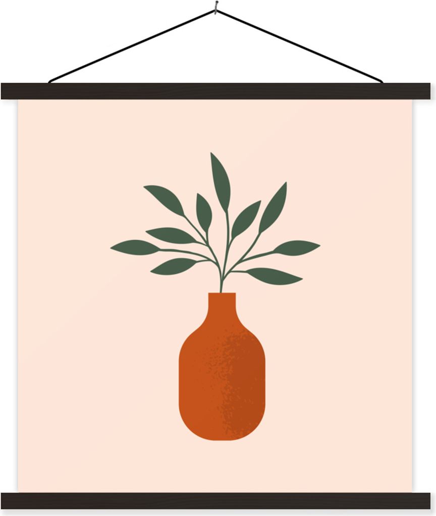 MuchoWow Textilposter Vase - Sommer - Pflanze 40x40 cm mit schwarzem Rahmen - Fotos