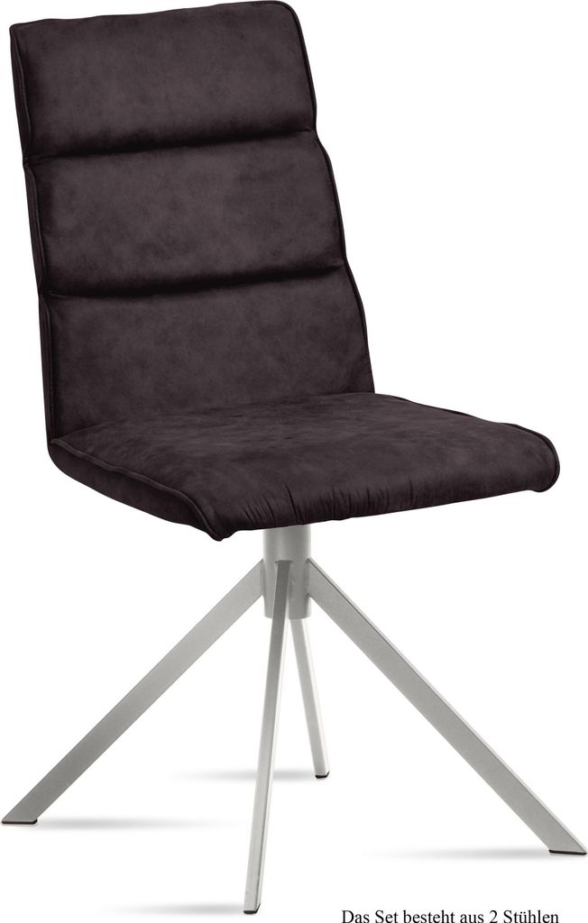 Esszimmerstuhl (2er-Set) Dorkas 47x92x60 Edelstahl/Espresso